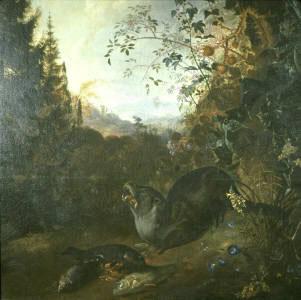 Matthias Withoos Otter in a Landscape oil painting image